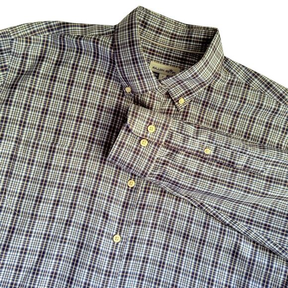 Peter Millar Men’s L Classic Fit Button Down Blue Plaid Cotton Long Sleeve Shirt - Picture 1 of 10